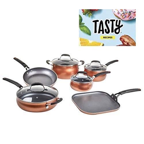 Tasty, Cookware Set Non-Stick - Diamond Reinforced - PFOA Free, 11 Pieces (Copper)