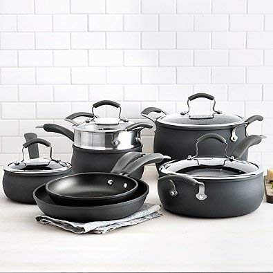 Epicurious Hard Anodized Nonstick 11-Piece Cookware Set with Superb Durability and Heat Distribution