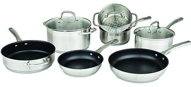 Allrecipes Stainless Steel Cookware Set with Nonstick Fry and Sauté Pans, 10 Piece Review
