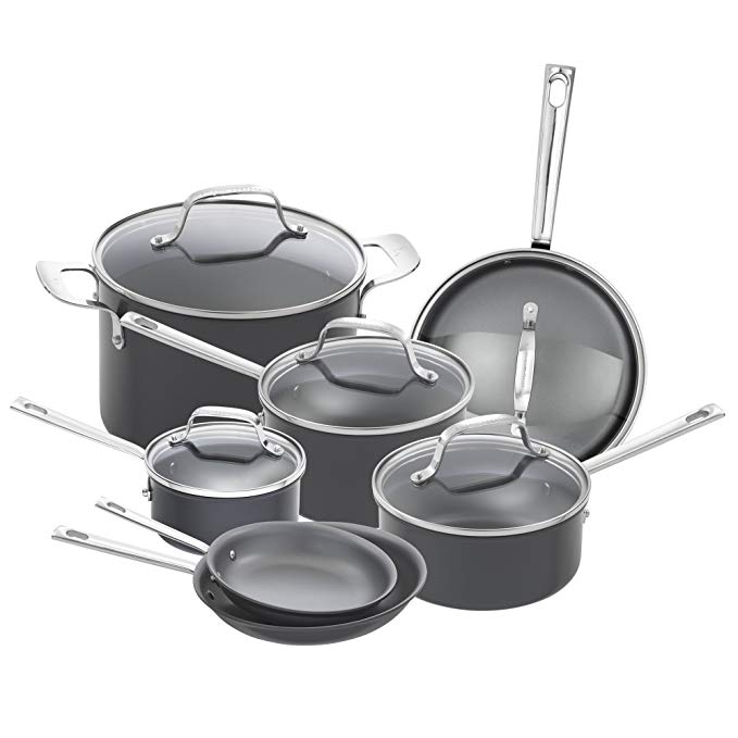 Emeril Lagasse 62920 Dishwasher safe Nonstick Hard Anodized 12 Piece Cookware Set ,Gray