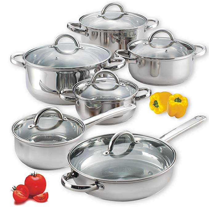 Cook N Home 12-Piece Stainless Steel Cookware Set