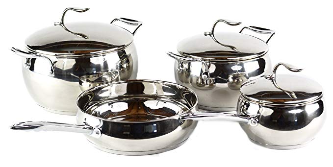 Gourmet Chef Designer Pro Series 7-Piece Stainless Steel 3-Ply Base Apple Design Cookware Set