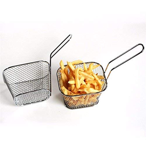 Katoot@ 8Pcs/lot Chips Mini Fry Baskets Stainless Steel Fryer Basket Strainer Serving Food Presentation Cooking Tool French Fries Basket