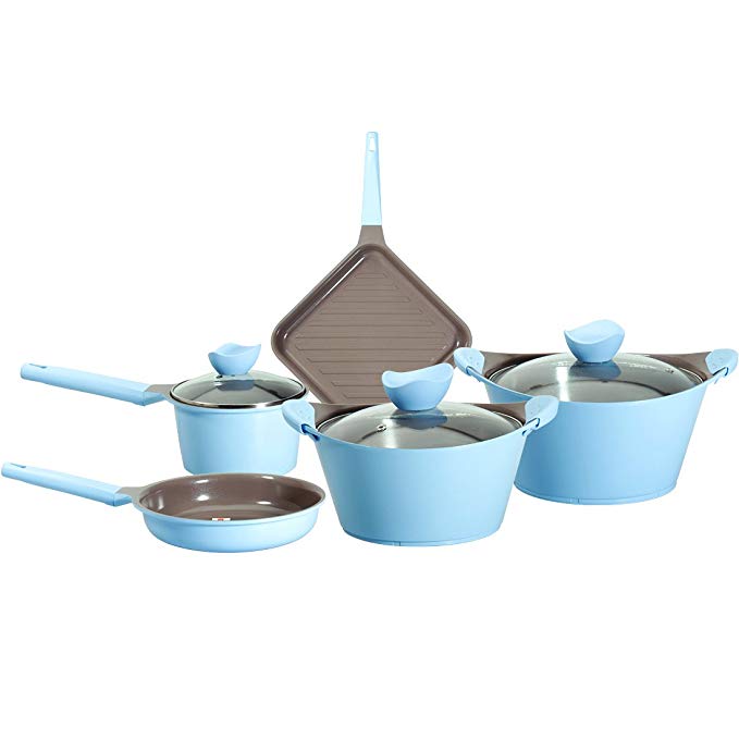 Nonstick Cookware Set Dishwasher Safe Pots And Frying Pans Ceramic Cookware Set 8- Piece, Blue