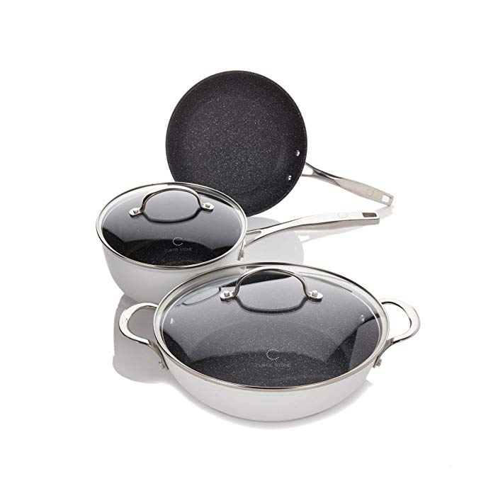 Curtis Stone Cookware Set Dura-Pan Nonstick 5-piece Essentials + Recipes