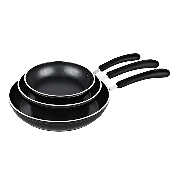 Cook N Home 3 Piece Frying Pan/Saute Pan Set with Non-Stick Coating Induction Compatible Bottom, 8