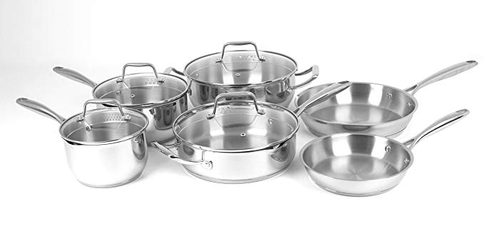 Oneida 10pc Premium Stainless Steel Induction Ready Dishwasher Safe Cookware Set