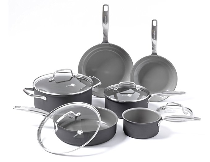 GreenPan Chatham ceramic Non-Stick 10Pc Cookware Set, Grey