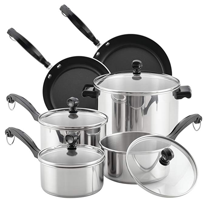Farberware 70122 12 Piece Classic Series Cookware Set, Large, Stainless Steel