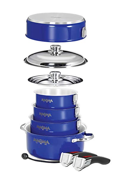 Magma Products, A10-366-CB-IND Gourmet Nesting 10-Piece Induction Cobalt Blue Stainless Steel Cookware Set