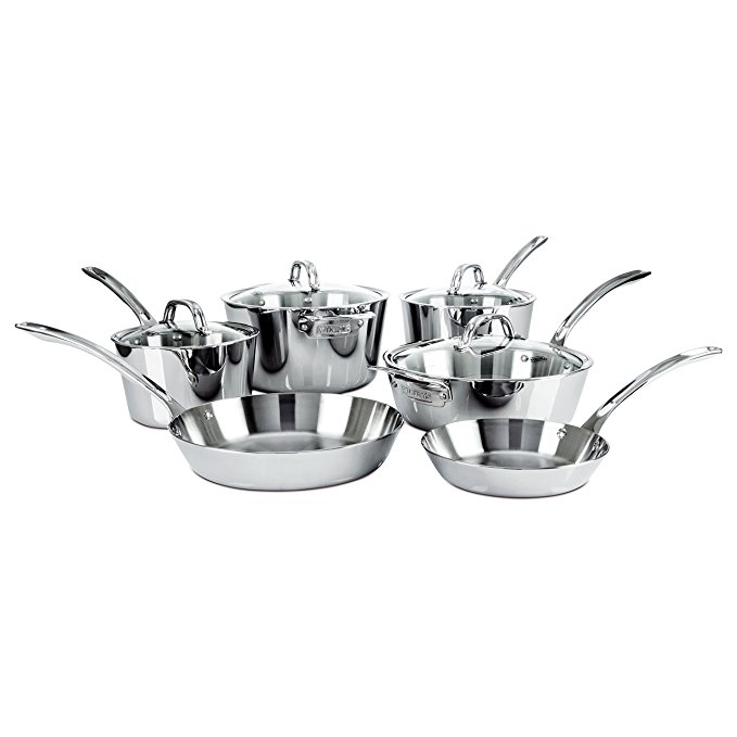 Viking Contemporary 3-Ply Stainless Steel Cookware Set, 10 Piece