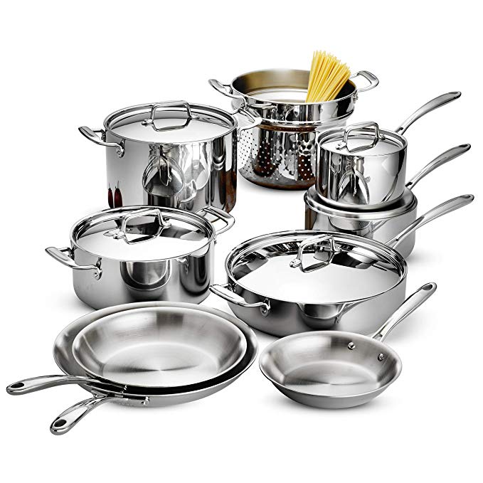 14-Piece Tri-Ply Clad Cookware Set, Stainless Steel - Tramontina