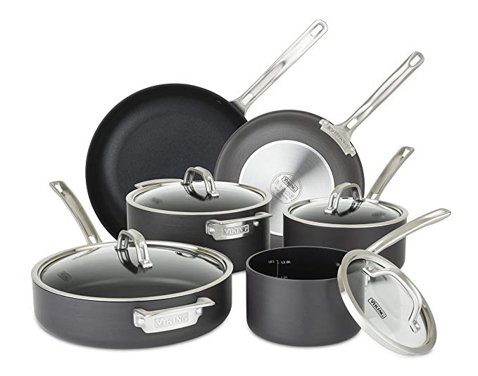 Viking 40051-9910 Hard Anodized Nonstick Cookware Set, 10 Piece, Gray