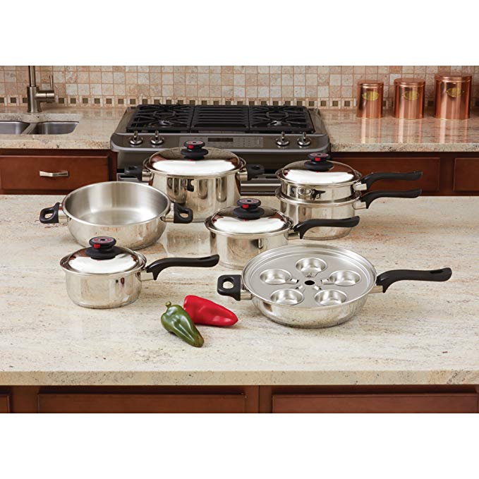 World's Finest 7-Ply Steam Control 17pc T304 Stainless Steel Cookware Set