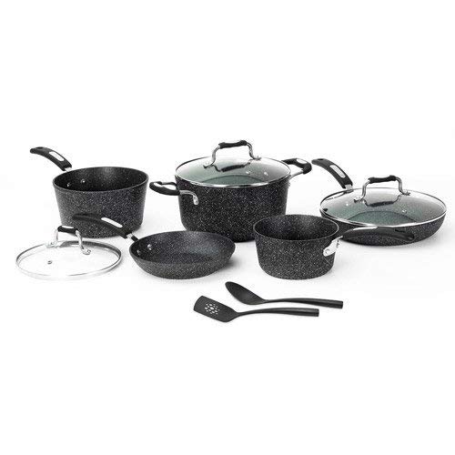 Starfrit the Rock 10 Piece Non-Stick Cookware Set Finish: Black