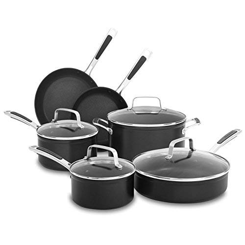 KitchenAid KC2H1S10KD Midnight Black Hard Anodized Nonstick 10-Piece Cookware Set