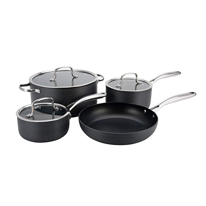 Hamilton Beach 7pc Hard Anodized Cookware Set, Quantanium PFOA Free 3 Layer Non-Stick