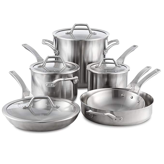Calphalon Signature Stainless Steel Cookware Set, 10-piece, Silver (1950766)