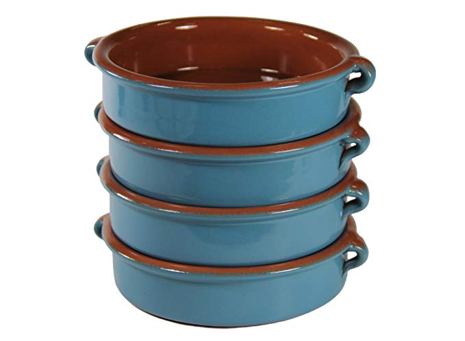 Mediterranean Blue Terra Cotta Cazuelas – 6 Inches (4 Dishes)