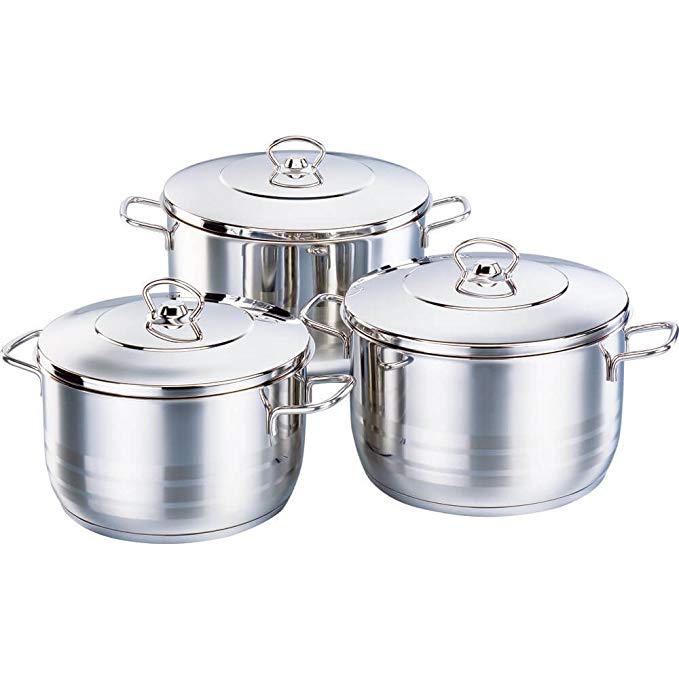 Korkmaz Astra Stainless Steel Capsulated Cookware Set With Stainless Steel Lid - 6 Piece