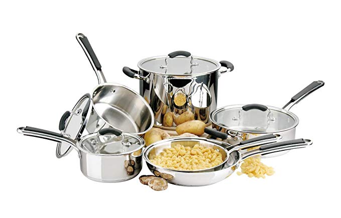 Titan Cookware Stainless Steel Pots and Pans Set: 10 Piece Tri Ply Full Kitchen Set - Cooking Starter Kit with 2 Frying Pans, 1 Saute Pan with Lid, 2 Saucepans with Lids and 1 Casserole Pot with Lid