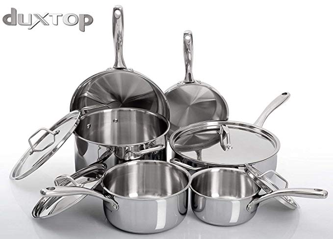 Duxtop Whole-Clad Tri-Ply Stainless Steel Induction Ready Premium Cookware 10-Pc Set