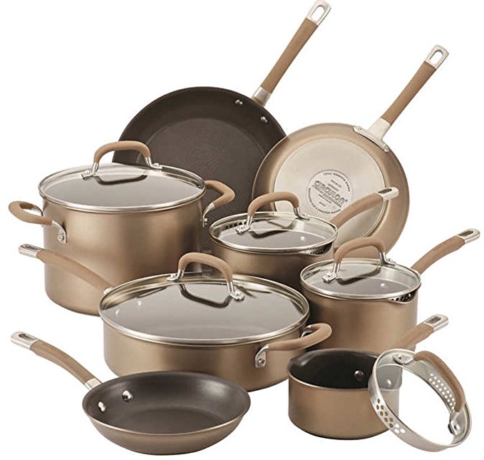 Circulon Circulon Premier Professional 13-piece Hard-anodized Cookware Set Bronze Exterior Stainless Steel Base