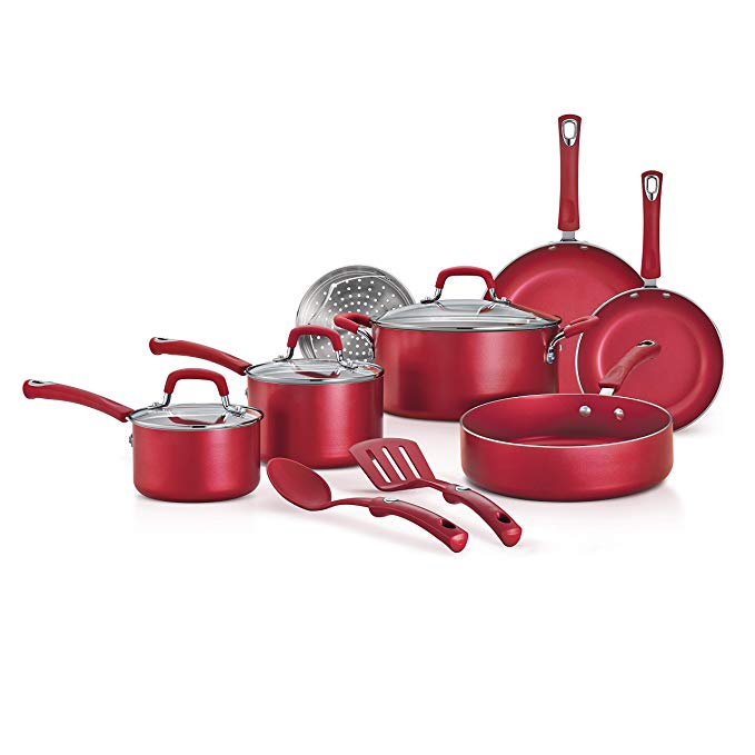 Tramontina 80143/516 Style Aluminum Nonstick Cookware Set, Raspberry Red, 12-Piece, Made in USA