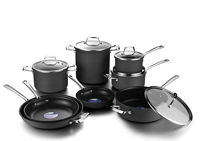 COOKSMARK Hard Anodized Nonstick Induction Cookware Set,13-Piece Aluminum Pots and Pans Set with Lids, Dishwasher Safe Oven Safe, Black