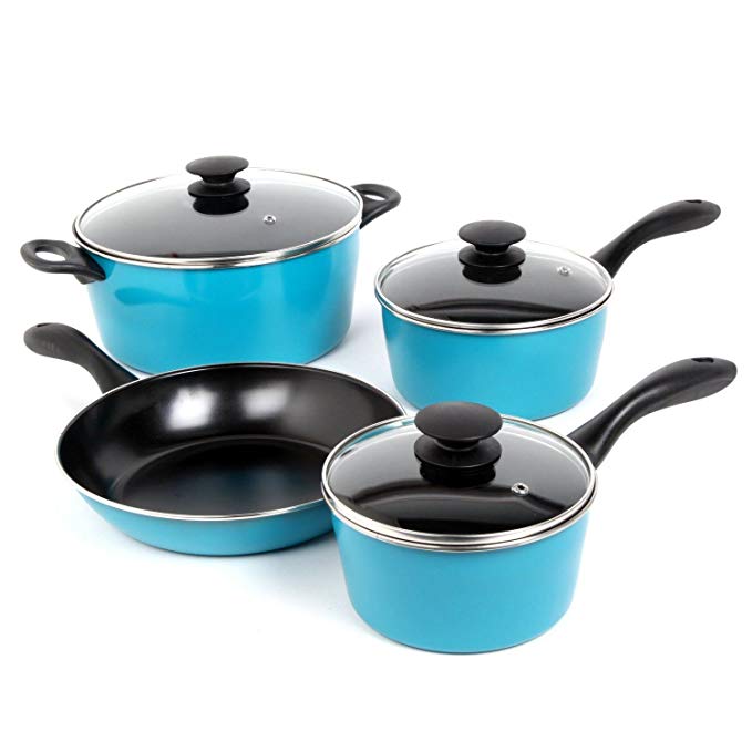 Cookware Set Pots And Pans Non-Stick Ceramic Coating 7 Piece Cooking Kitchen New