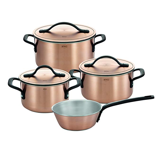 Rösle Chalet - Copper and Stainless Steel 7-Piece Cookware Set - 3 Stockpots, 1 Saucepan, 3 Lids