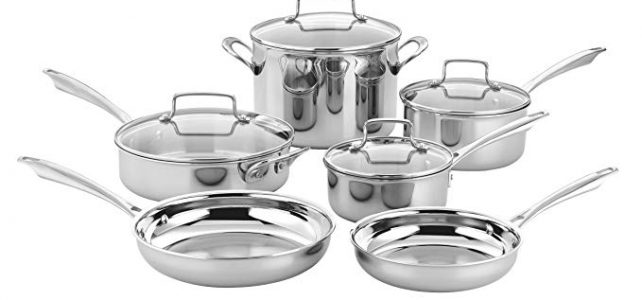 Cuisinart TPS-10 10 Piece Tri-Ply Stainless Steel Cookware Set, Silver Review