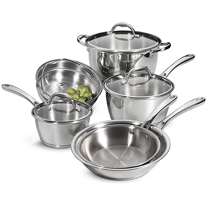 Tramontina 80154/567DS Tri-Ply Stainless-Steel Cookware Set, Induction ...